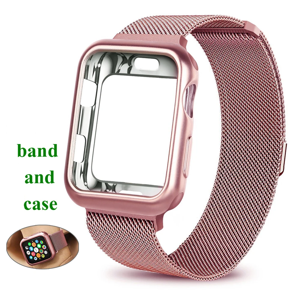Чехол+ ремешок для Apple Watch 4, 5, ремешок 44 мм, iwatch 5, ремешок 42 мм, 38 мм, Миланская петля, браслет, ремешок для часов серии 5, 4, 3, 2, 1