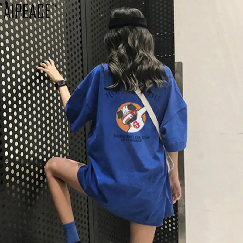 AIPEACE/модные женские футболки повседневные с коротким рукавом свободные круглым