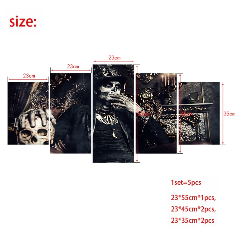 5pcs/set Newest Skull Pattern Collect Halloween Wall Stickers For Party Creative PVC Mural Wallpaper Bedroom Home Decor | Обустройство