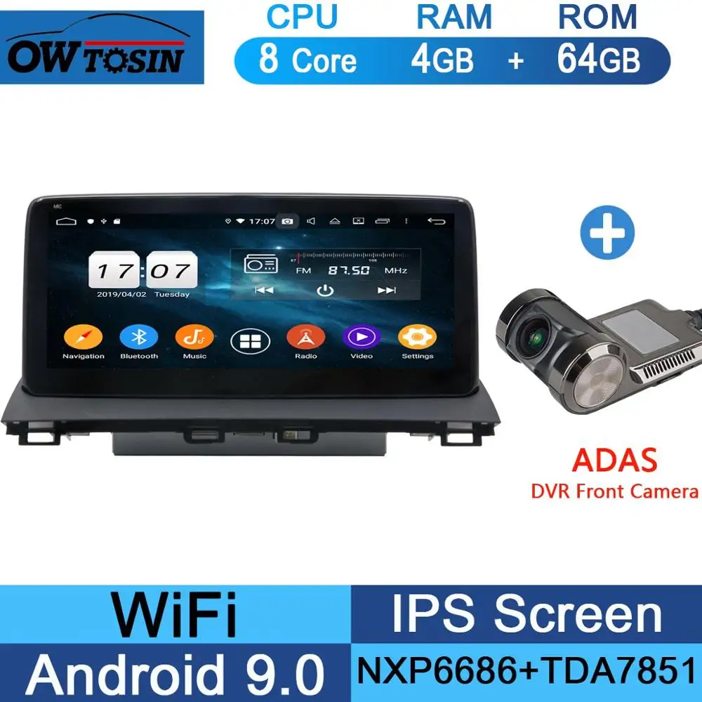 64G Adas Camera 10,2" ips 8 ядерный 4 Гб+ 64 ГБ Android 9,0 автомобильный мультимедийный плеер для Mazda 3 Мазда 3 Axela gps Радио DSP CarPlay - Цвет: 64G Adas Camera