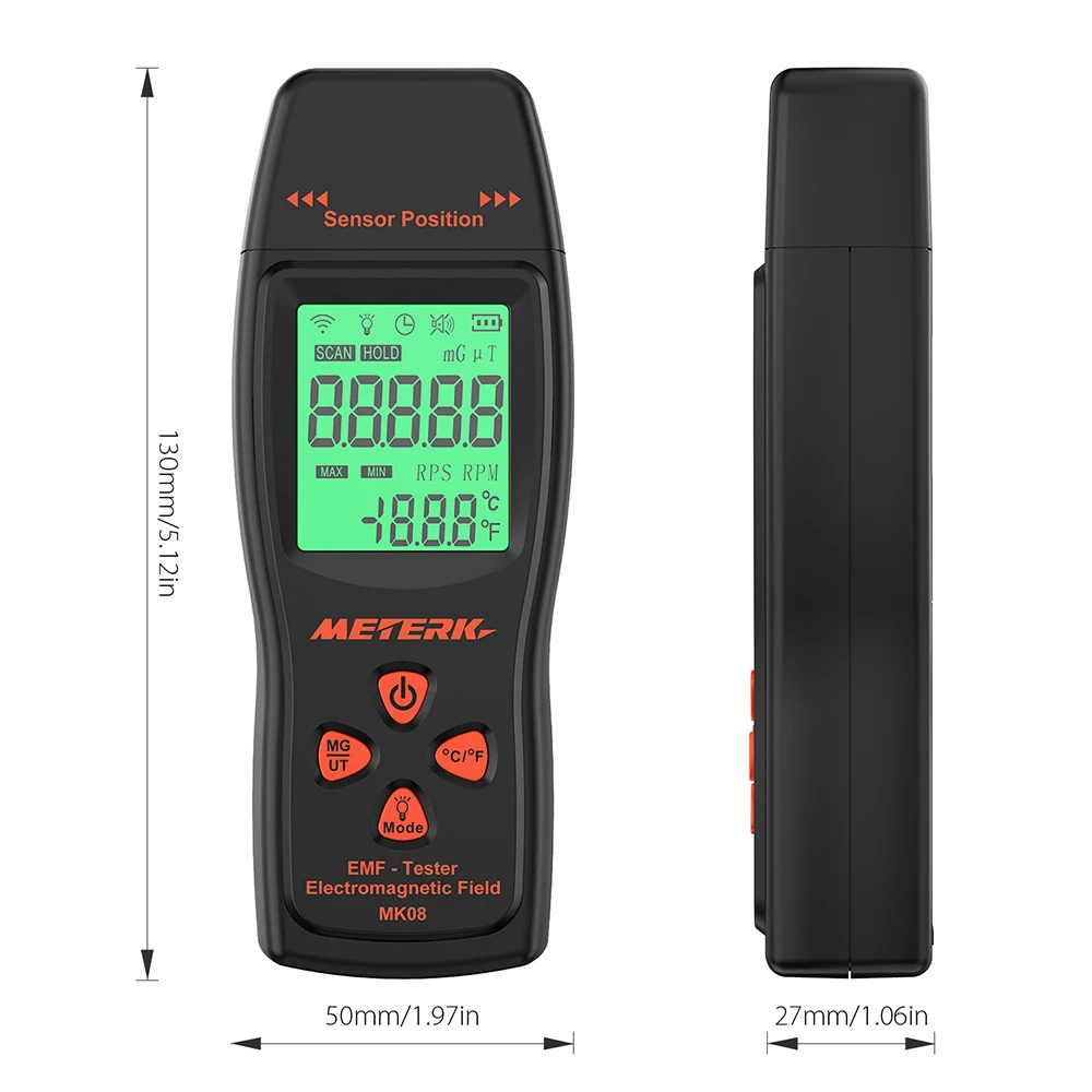Meterk EMF измеритель Ручной цифровой ЖК детектор электромагнитного поля излучения