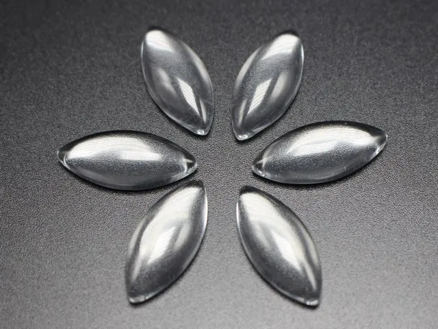 

50 Transparent Clear Horse Eye Dome Flatback Glass Cabochon 10X18mm
