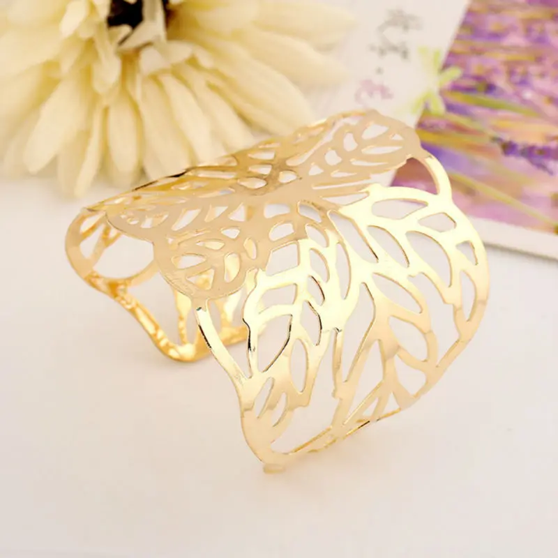 Женские широкие браслеты-манжеты и обручи металлические браслеты с вырезами в