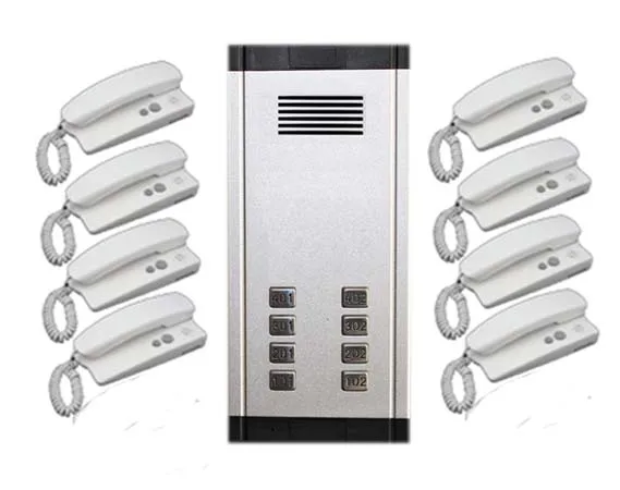 Audio Door Phone for 8 apartments, 4 Wires audio Door Intercom system in stock + FREE SHIPPING