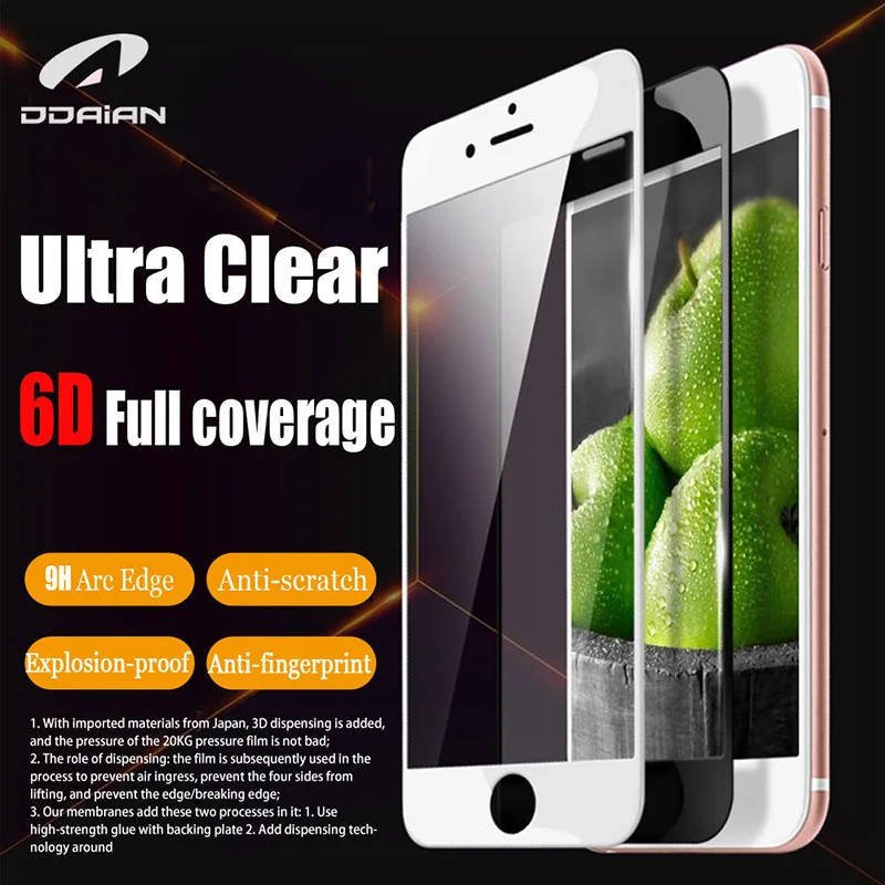 Для iphone 6 6s 6p закаленное стекло 6D полное покрытие для 7 7p 8 8s защитное