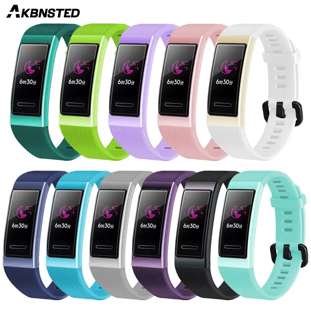 Фото Цветной силиконовый спортивный ремешок AKBNSTED для Huawei Band 3/3 Pro/4 Pro, сменный Браслет для смарт-часов Huawei Band 4 Pro №1