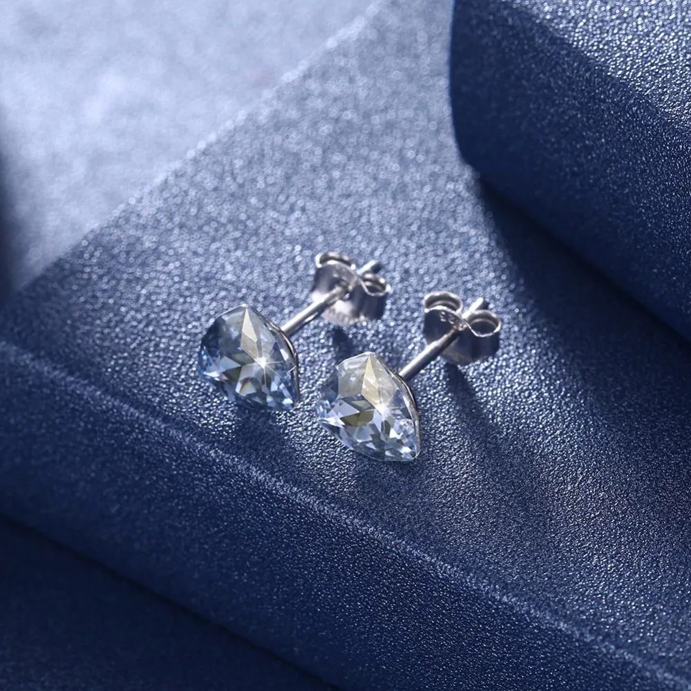 Серьги-гвоздики LEKANI с кристаллами Swarovski 925 геометрические серьги-гвоздики с кристаллами семи цветов женские ювелирные изделия из бутика с ромбовидным узором