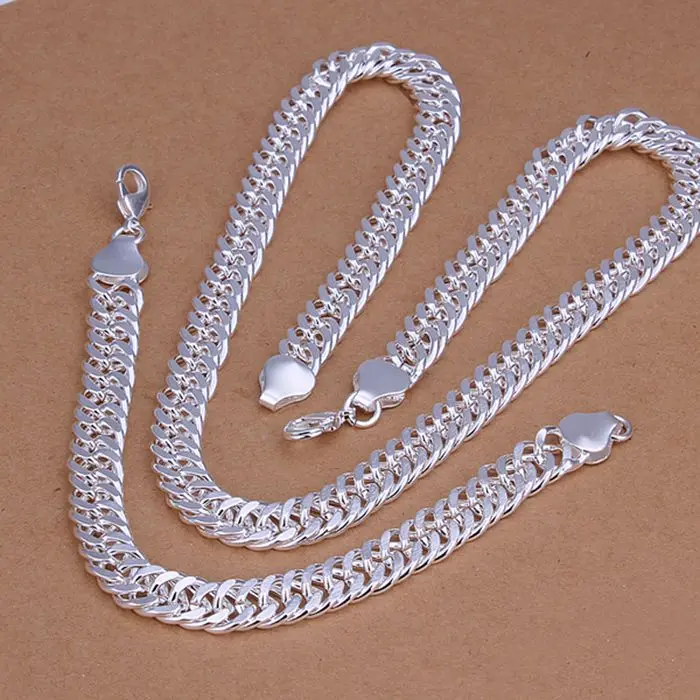 

silver plated jewelry set, fashion jewelry set 10M Figaro Bracelet Necklace S208 silver plated LKNSPCS208
