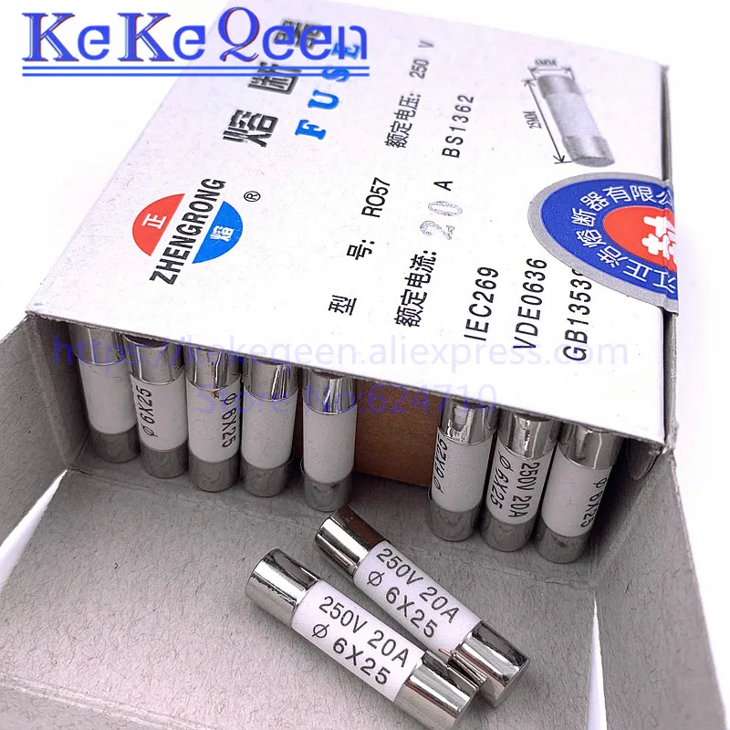 10PCS 6*25mm ceramic fuse 6*25 Ceramic insurance tube 6x25MM 0.5A 1A 2A 3A 5A 6A 7A 8A 10A 15A 20A 25A 30A 250V RO57 BS1362 | - Фото №1