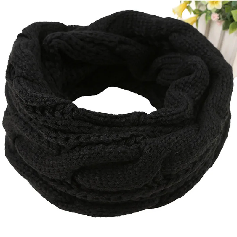style 2 black Зимний женский вязаный шарф с крученым круглым кольцом, плотные теплые шарфы-Снуды для дам, круглый шарф для шеи, hiver femme - Цвет: style 2 black