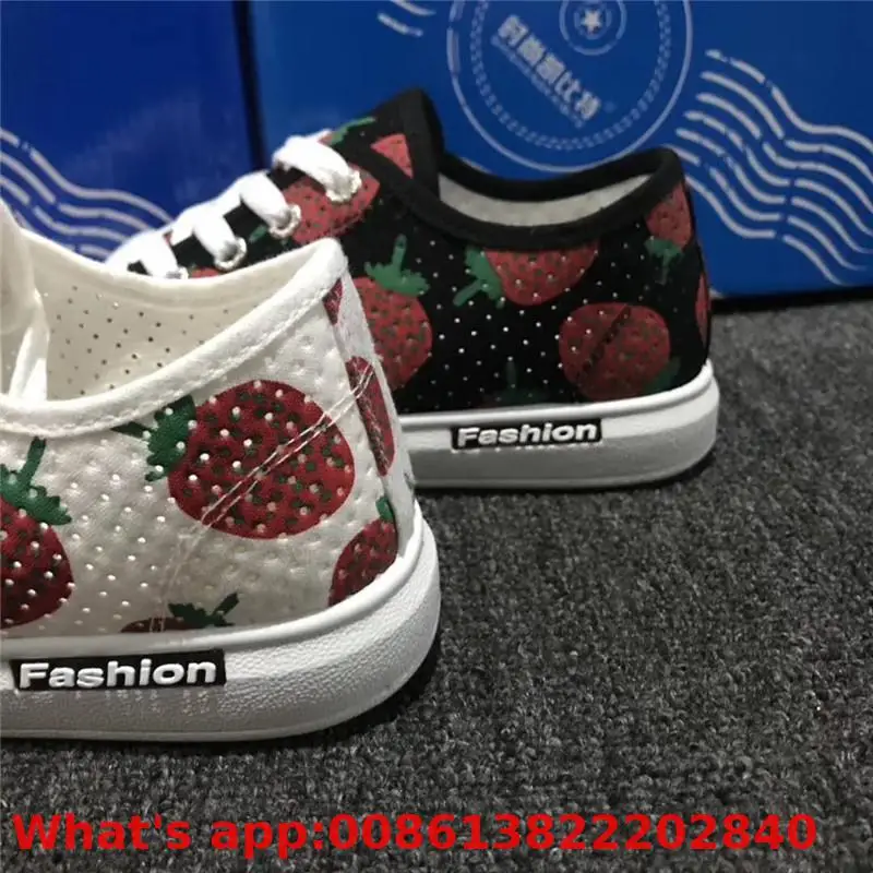 Клубничная Повседневная обувь парусиновая Студенческая кроссовки женская