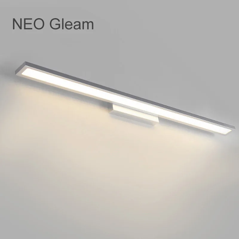 NEO Gleam белый/черный современный ванная комната/туалет светодиодный передний зеркальный фонарь алюминиевое зеркало в ванной свет 0,4-1 м 8-24 Вт 85-265 в