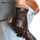 Перчатки мужские из натуральной козьей кожи, эластичные, с пятью пальцами, Em006wr