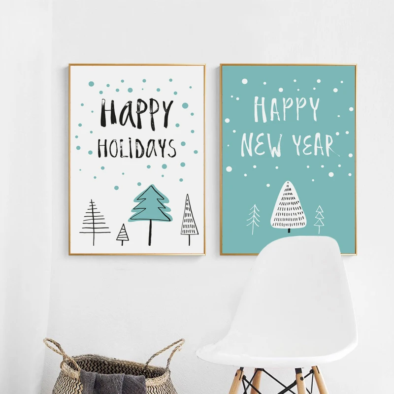 FGHGF Minimalist Abstract Christmas Tree Canvas Painting Art Print Poster Picture Wall Home Decoration | Дом и сад