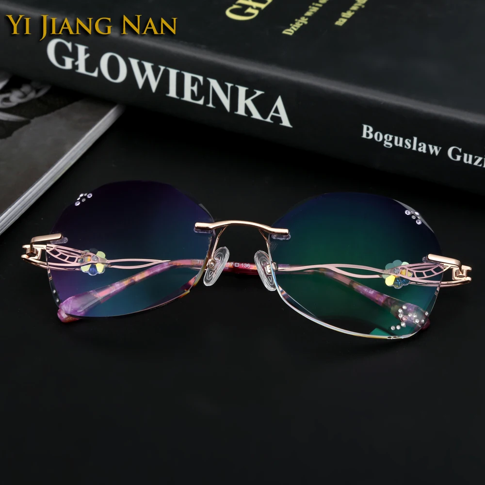 Алмазные очки титановые оправы тонированные линзы без oculos de grau feminino