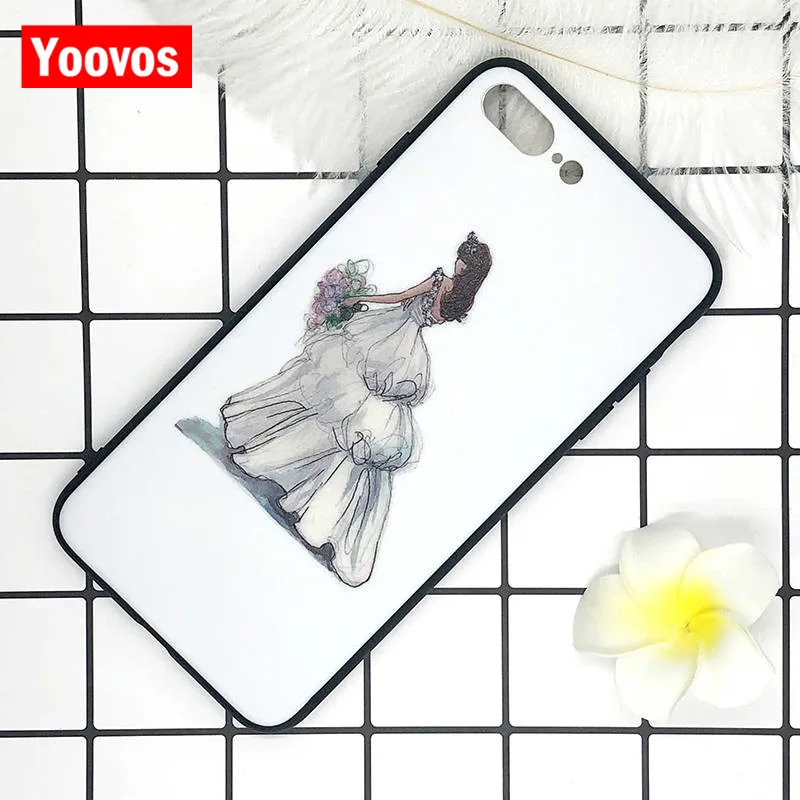 Yoovos мультфильм свадебные женские чехлы для IPhone 6 7 8 чехол Iphone 6/7/8 Plus X с ПК назад и