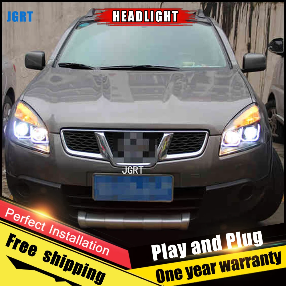Автомобильный стиль светодиодный фары для Nissan Qashqai 2010-2013 для Qashqai Головной фонарь светодиодный DRL Объектив двойной луч H7 HID Xenon bi xenon объектив