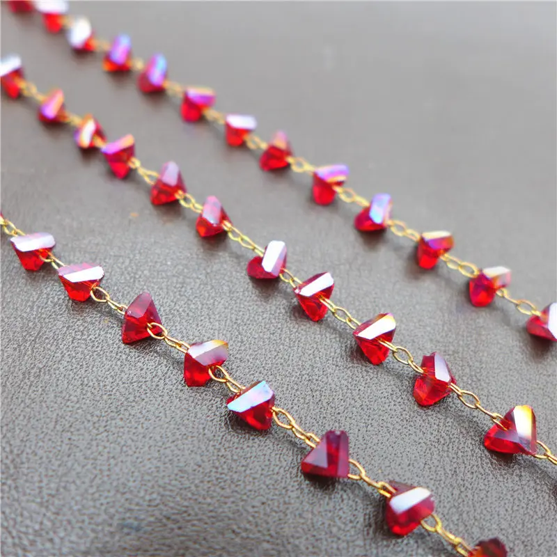 new 6mm glass triangle beads handmade chains copper brass bronze earrings necklace jewelry DIY fingdings Wholesale 39.3&quot(1m)/lot |