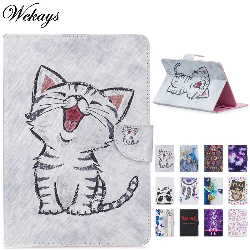 

Wekays 8" Universal Cover Case Cute Cartoon Cat Leather Fundas Case For Samsung Amazon MediaPad 8.0 inch eBook Cover Case Kids