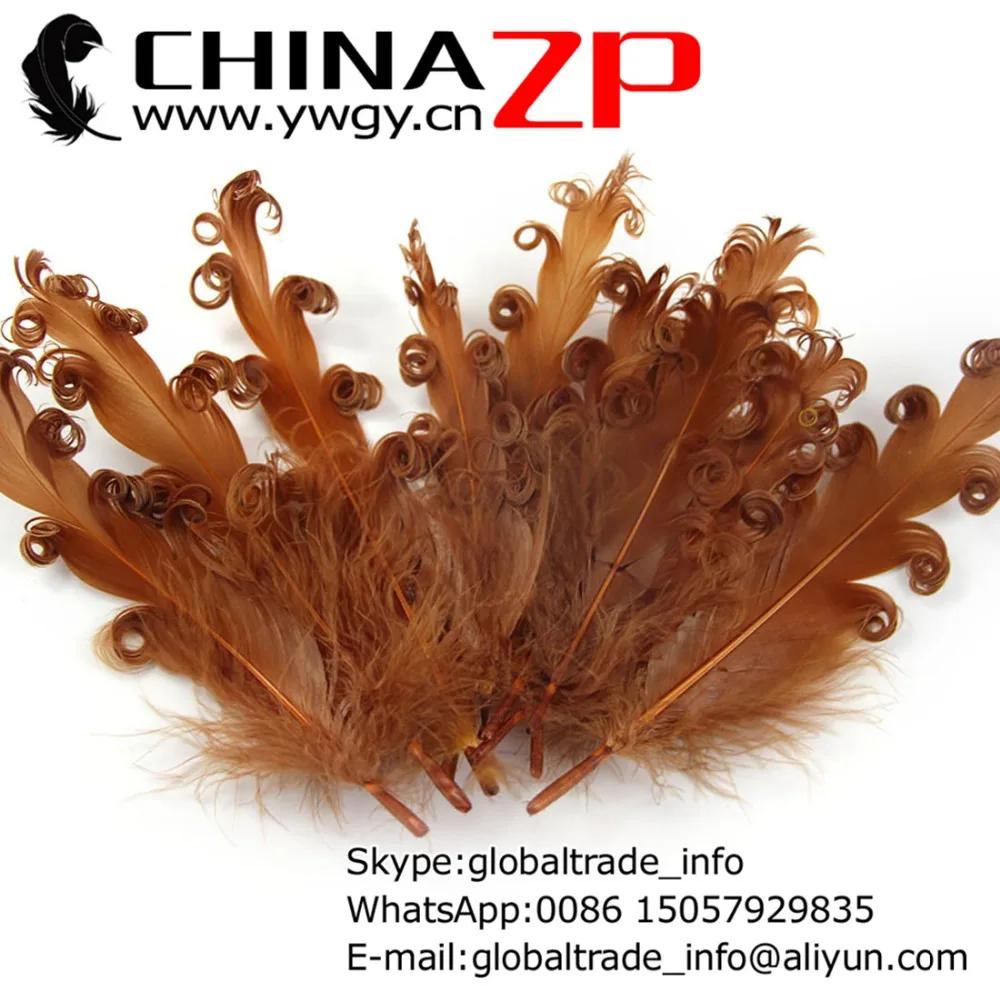 

CHINAZP Factory 100pieces/color/lot Fantastic DIY Decoration Dyed Brown Curled Goose Satinettes Loose Feathers