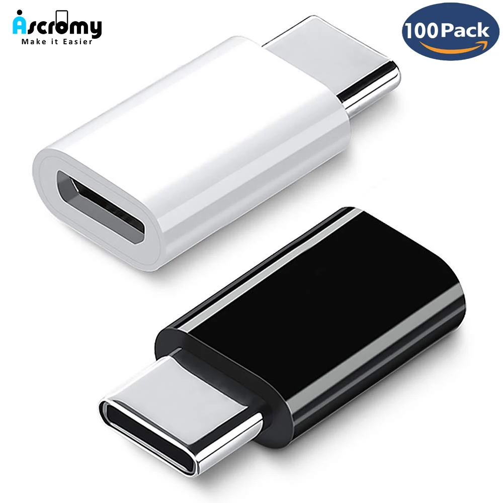Ascromy 100 шт. USB Type C адаптер Micro для USB-C синхронизации данных зарядный кабель Разъем