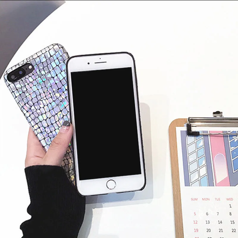 Модный Блестящий чехол со змеиным чешуем и блестками для iphone 7, 6, 6s Plus, тонкий мягкий чехол из искусственной кожи, чехол для телефона, блестящий чехол