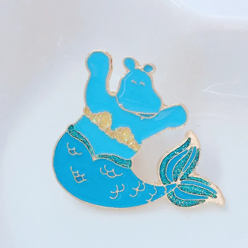 blue Инь Ян Тай Чи рыба металлическая брошь с эмалью цвет кальмар Золотая рыбка астронавт КИТ значок булавка Милая Модная бижутерия подарок - Окраска металла: blue