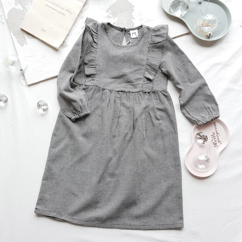 New 2019 Brand Baby Dress Toddler Girls Clothes Children Plaid Girl Ruched for Teenager Long Sleeve 3-12y | Детская одежда и обувь