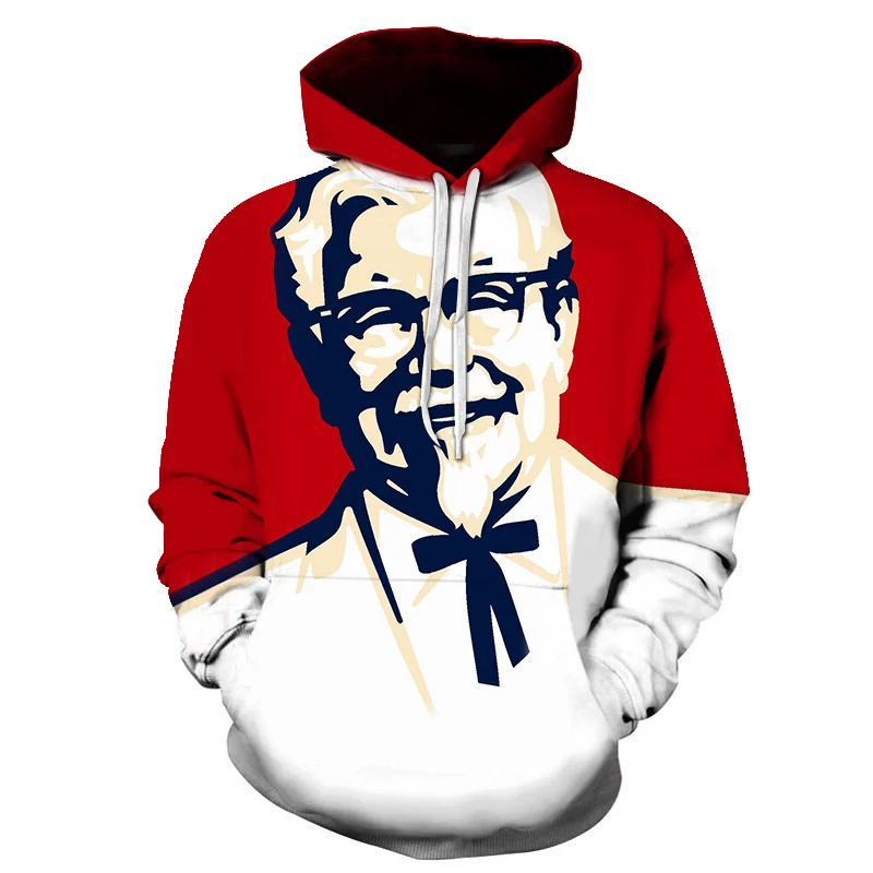 Мужская толстовка с капюшоном черного цвета 2018 Весна Hankyu KFC дедушка 3d Толстовка С