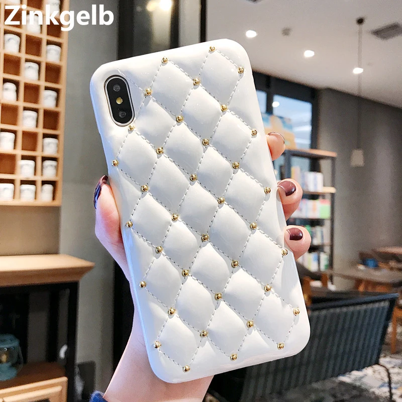 Чехол для iPhone XS Max Роскошный милый Блестящий стеганый чехол из искусственной кожи