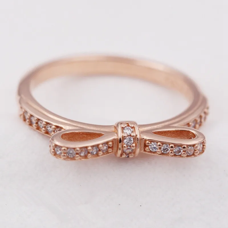 New spring collection rings for women 925 Sterling Silver Jewelry flowers and bow with rose gold anillos wedding | Украшения и
