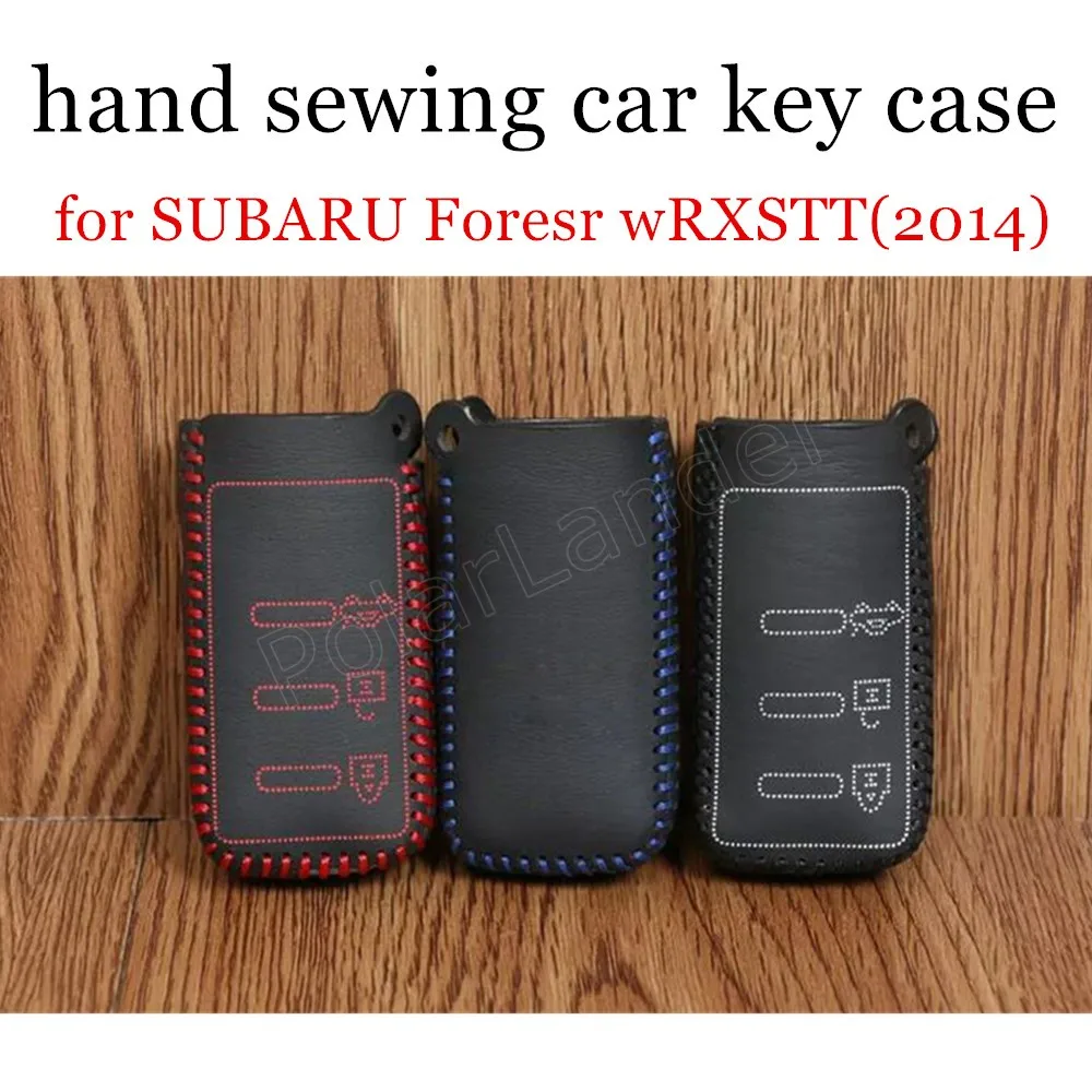 

Only Red high quality Case fit for SUBARU Foresr wRXSTT(2014) car key case Hand sewing car key cover DIY Genuine leather