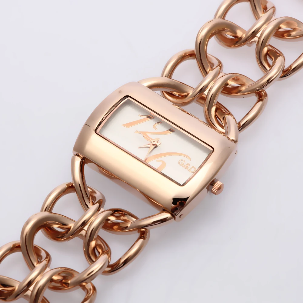 Женские кварцевые часы с браслетом из нержавеющей стали под розовое золото |