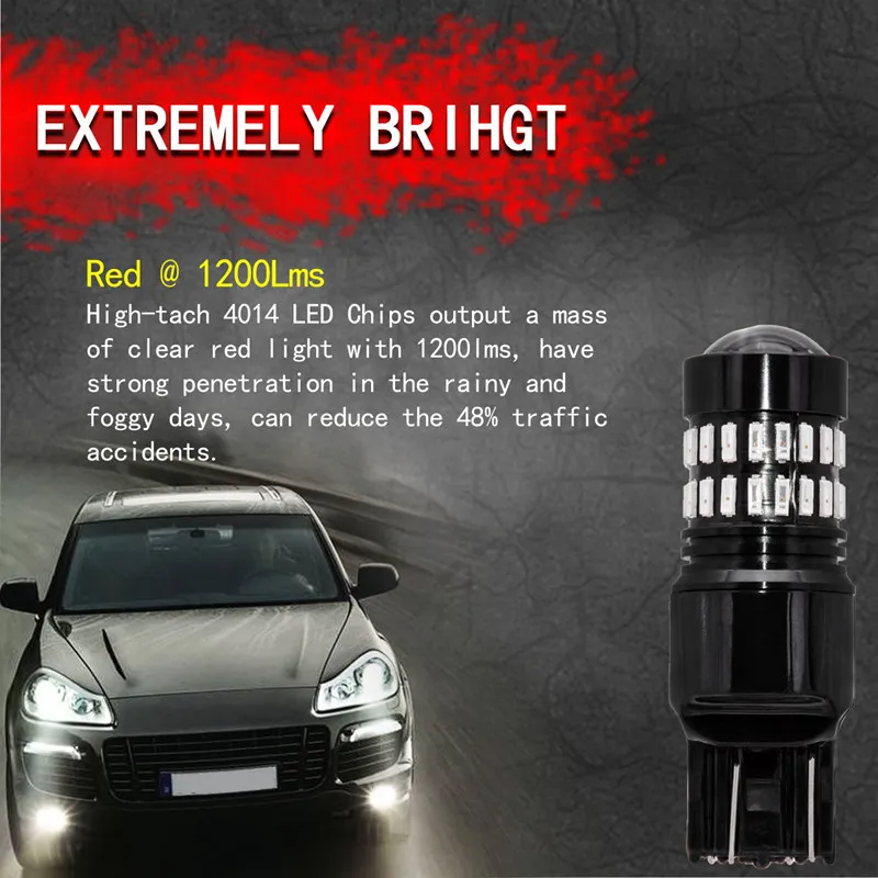 2x T20 7443 580 двойной контакт Чрезвычайно яркий 48 SMD 4014 чипы W21/5 Вт светодиодный