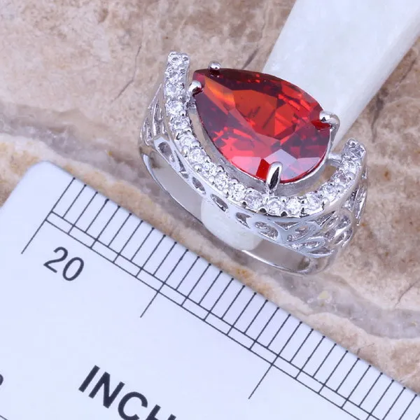 Комплект из кольца и серёг с фианитом Размер 6 / 7 8 9 10|silver jewelry set|jewelry setsearring pendant |