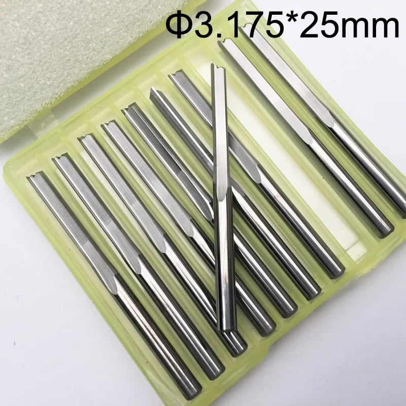 

10pcs 3.175*25mm Two Flutes Straight router bits for wood CNC Straight Engraving Cutters Carbide Endmills Tools Milling Cutter