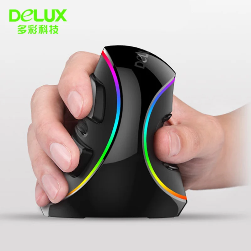 Delux M618 Plus компьютерная RGB Проводная вертикальная мышь эргономичная USB 4000 DPI
