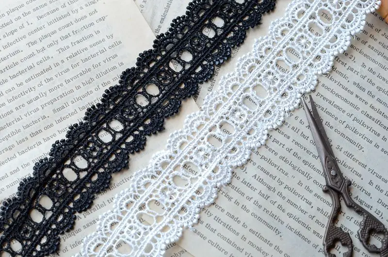 Lace accessories Black and white dichromatic bilateral garment water soluble lace 3.5 cm wideall post free | Дом и сад