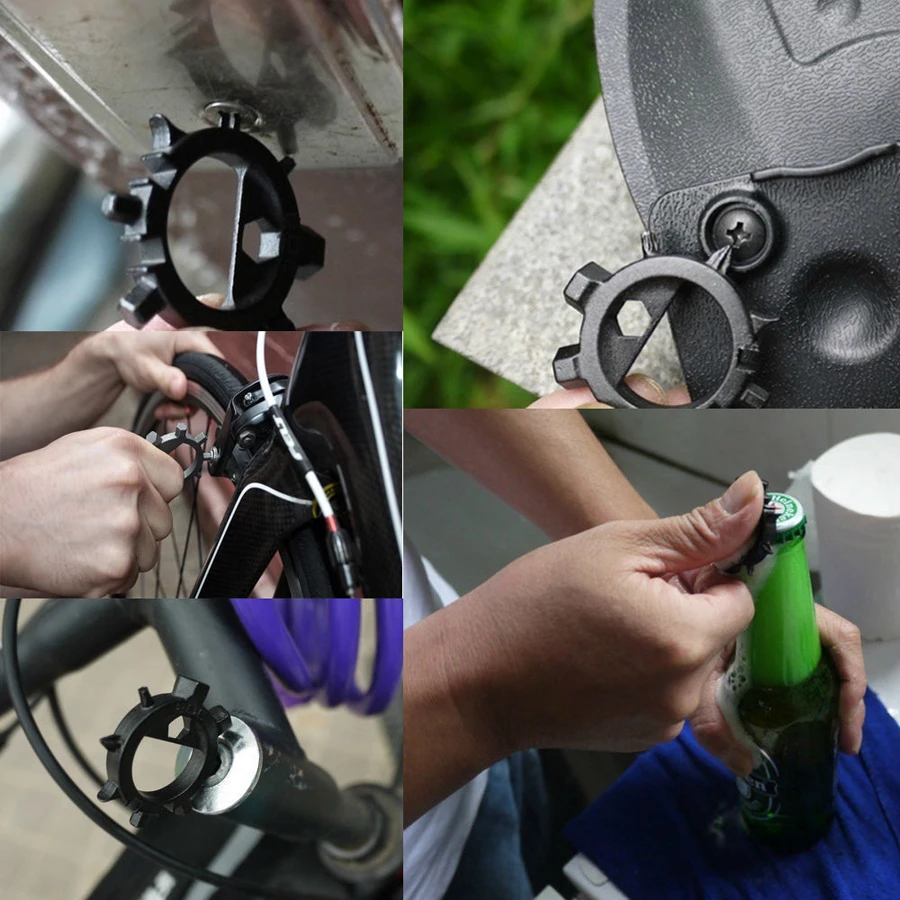 Multi function stainless steel EDC toos 12 screwdriver key ring bottle opener bicycle adjust tools | Спорт и развлечения