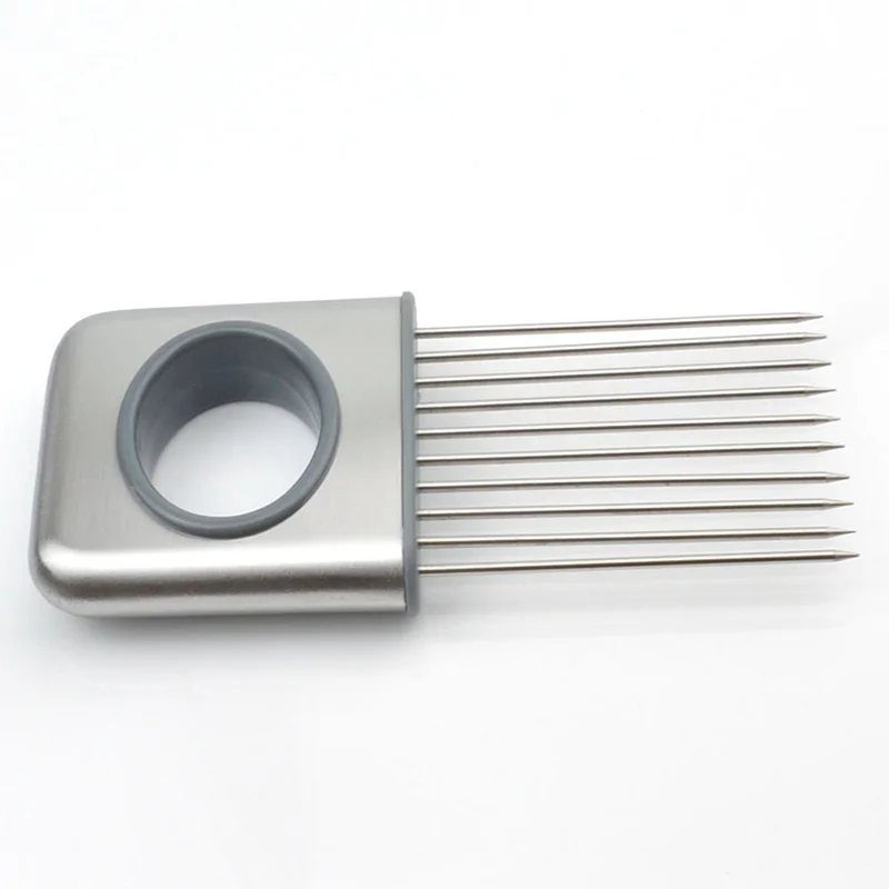 Держатель для лука Easy Cut вилка из нержавеющей стали + пластиковый слайсер овощей