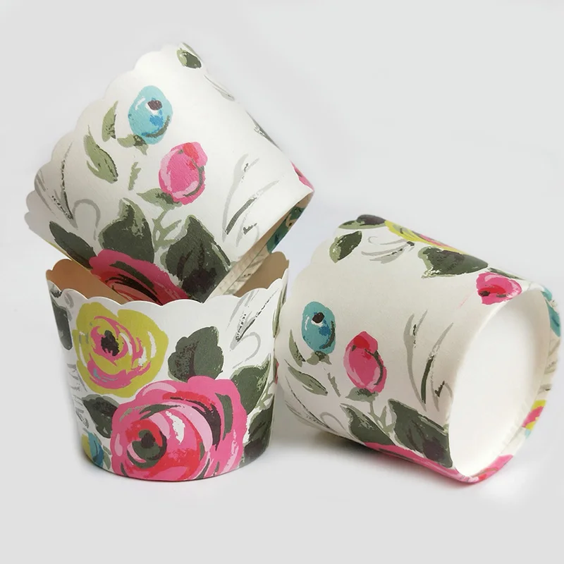 100 шт. довольно большая Роза бумажный торт кекс чашки лоток вкладыши Маффин