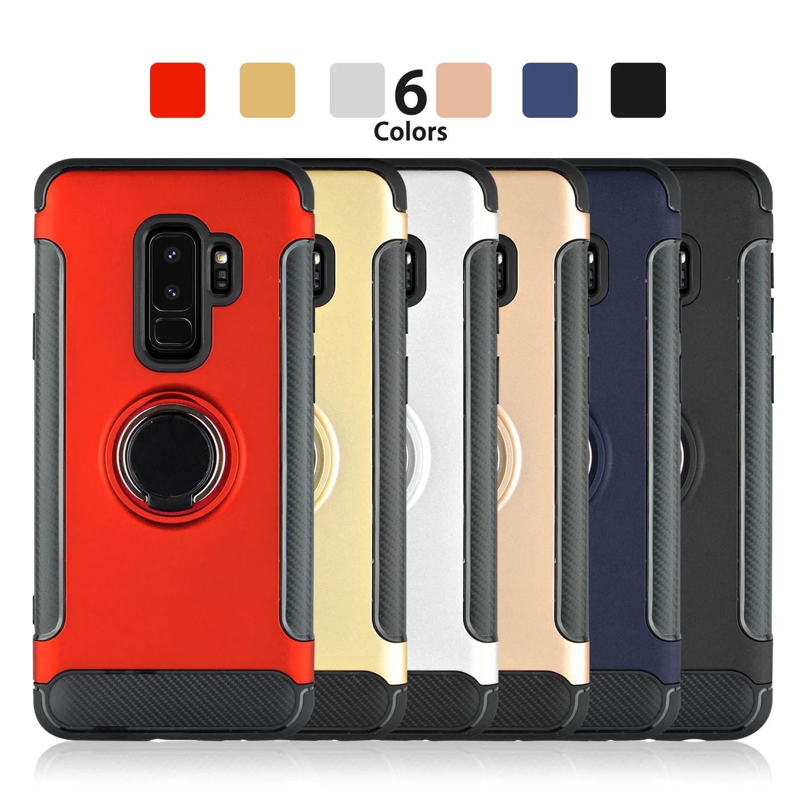 Противоударный вращающийся на 360 ° TPU + PC Ультратонкий карбоновый кольцевой