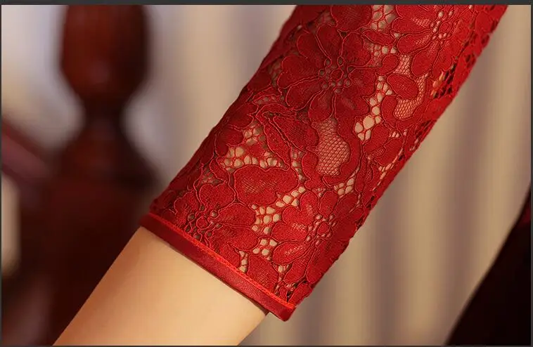 Китайское мини платье женское кружевное Ципао размера M до 3XL|lace cheongsam|dress cheongsammini