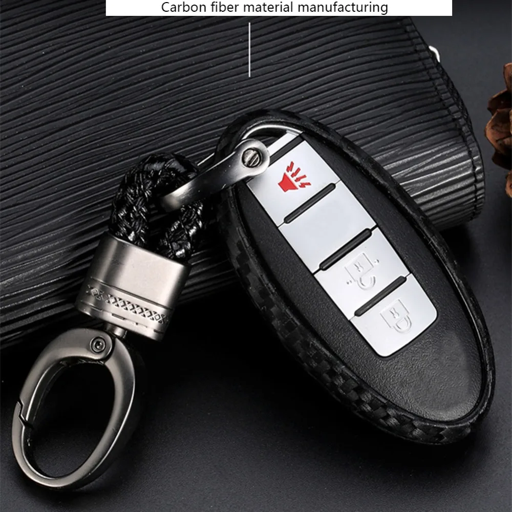 

1x Carbon Fiber Styling Car Key Case Holder Protector Auto Accessories For Nissan Infiniti Accessories