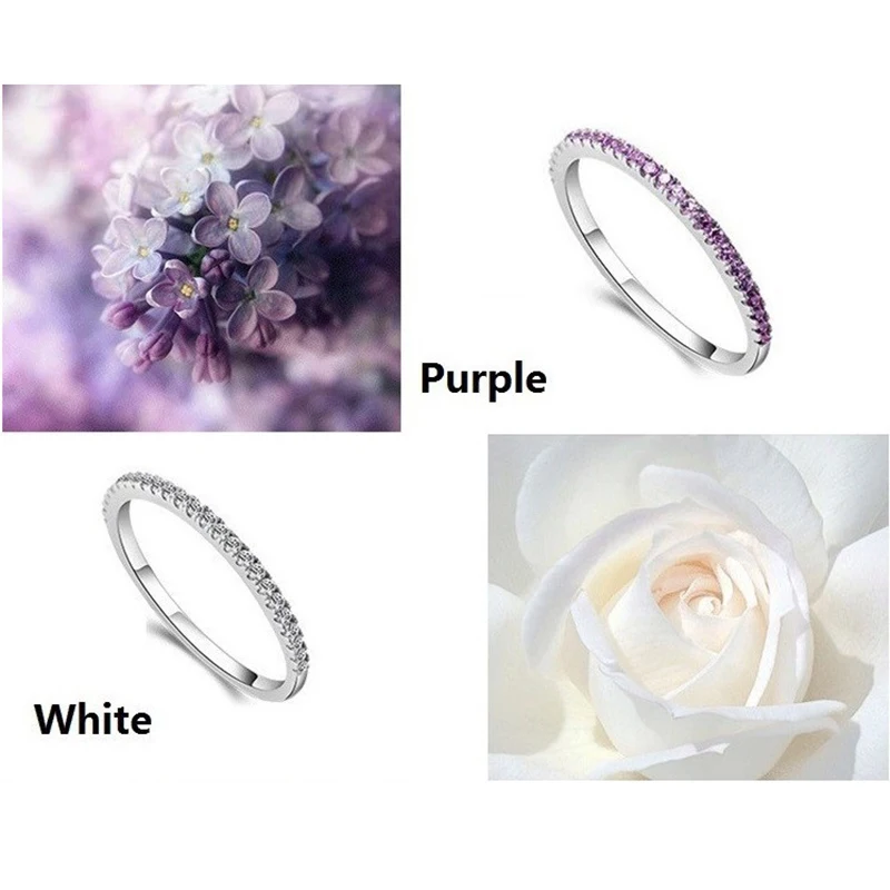 New Arrival 1pc/bag Single Style Row of Drill String Ring Purple Pink White Color Round Shape for Women Wedding Gifts | Украшения и