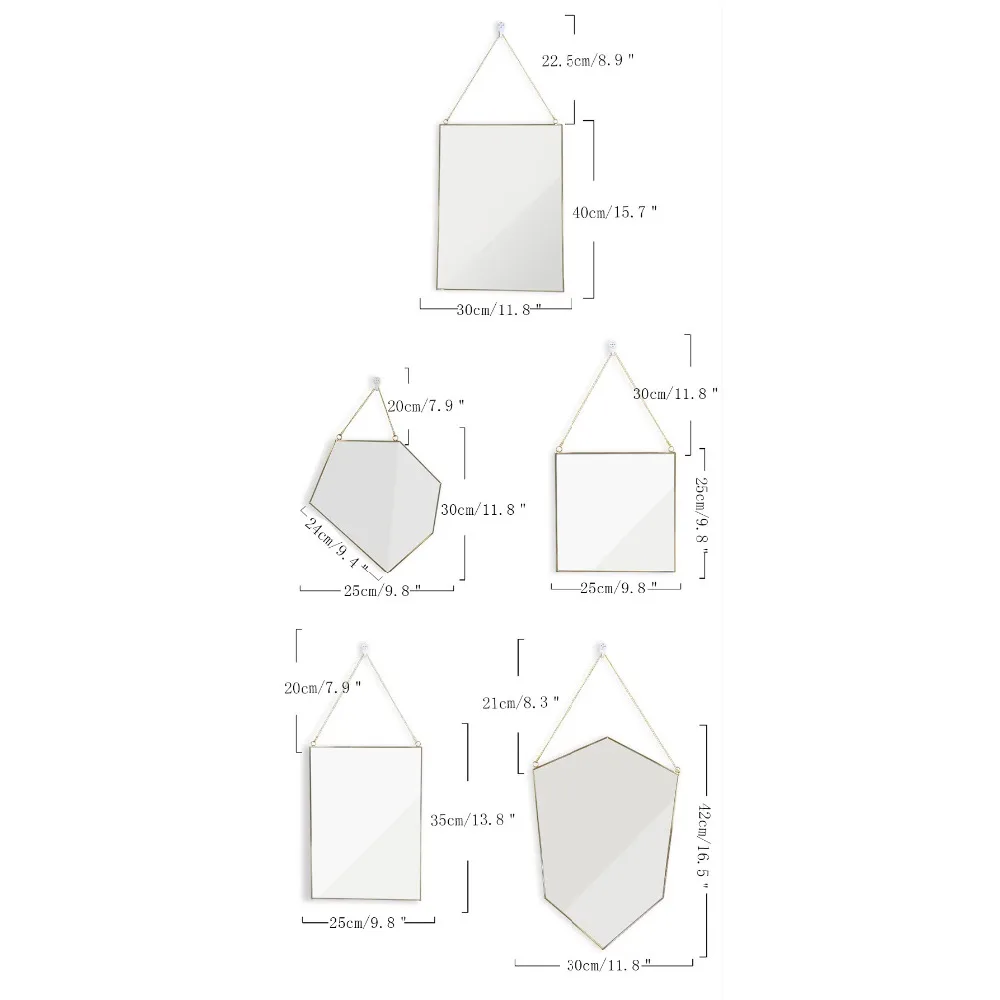 Nordic Minimalist Geometric Shape Light Luxury Brass Square Mirror Irregular Bathroom Entrance Makeup Gifts | Дом и сад