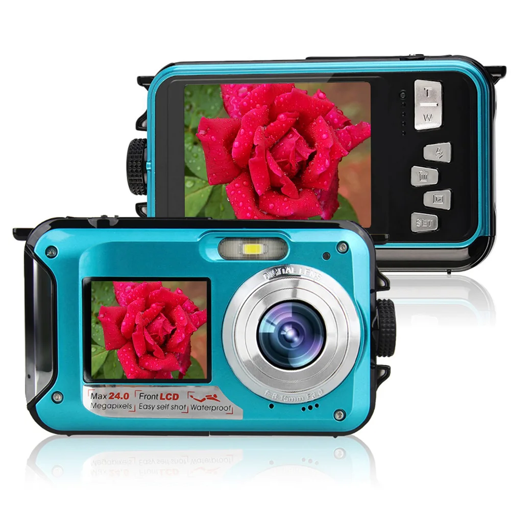New Dual Screens Underwater Waterproof Shockproof 24MP 1080P Digital Photo Video Camera Camcorder | Электроника