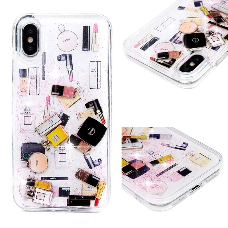 Модная косметика макияж губная помада парфюм зыбучий песок чехол для iPhone X XS Max XR