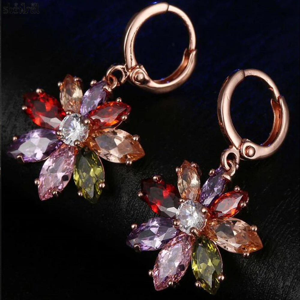 Цвет ful кубического циркония Висячие серьги Винтаж кристаллами от Swarovski Золотой