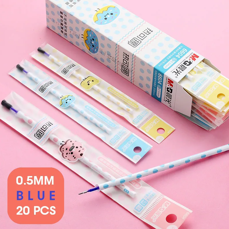 20pcs Blue Refills M& G 12 шт./лот, уникальная Милая стираемая ручка Kawaii, стирающиеся ручки 0,5 мм, черные, синие гелевые чернила, ручка с ластиком для школьных принадлежностей, гелевая ручка - Цвет: 20pcs Blue Refills